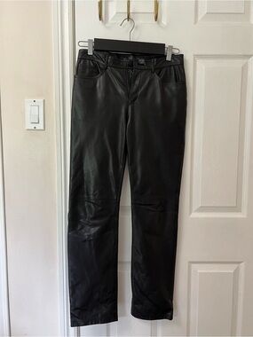 Leather Women's slim straight pants